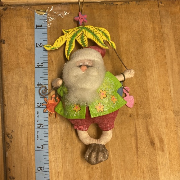 Beach Santa Christmas tree ornament fabrics hand painted holidays tree trimming - Picture 2 of 9